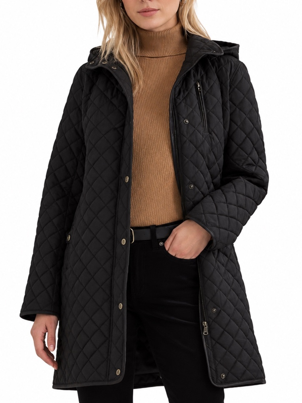 NWT Ralph Lauren Women's Quilted Hooded Puffer Coat in Black